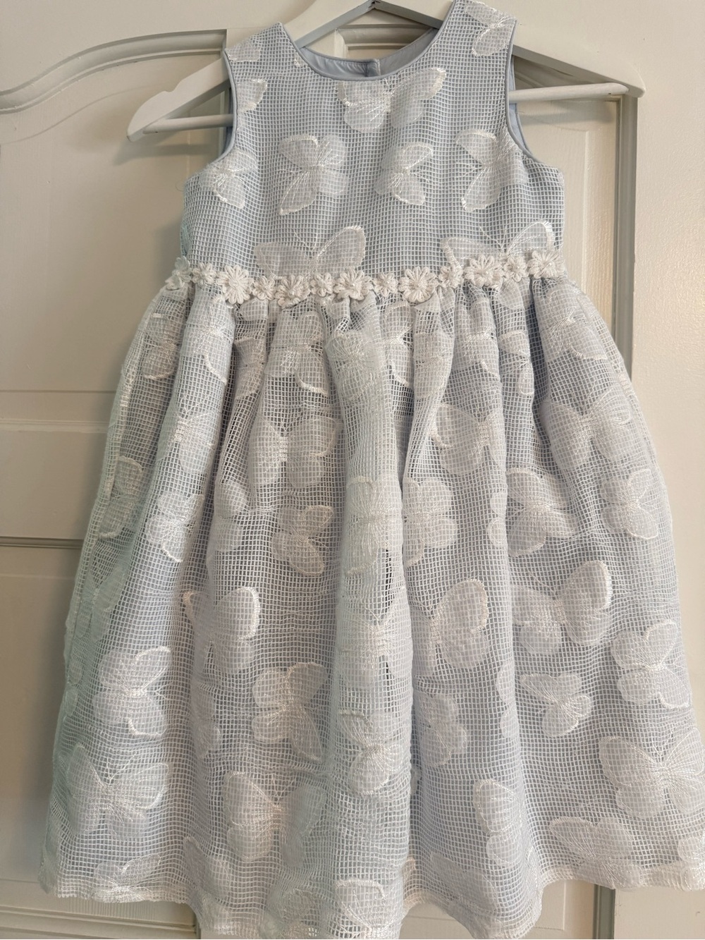 Pippa & Julie Pale Blue and White Floral Mesh Party Dress for Girls